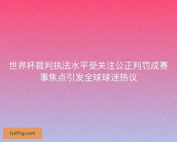 世界杯裁判执法水平受关注公正判罚成赛事焦点引发全球球迷热议