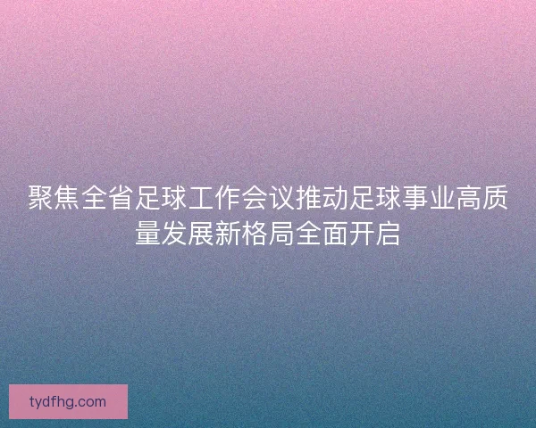 聚焦全省足球工作会议推动足球事业高质量发展新格局全面开启 聚焦全省足球工作会议推动足球事业高质量发展新格局全面开启